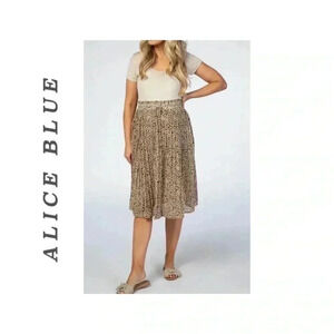 🆕Alice Blue Boho Mid High Waist Pleated Skirt XL🆕
